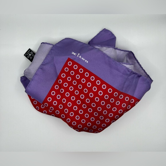 100% NWT KITON Silk Pocket Square Purple - Red. (15 X 15) - Picture 6 of 6